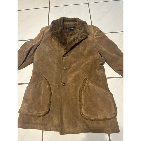 Stratojac Other - VTG Stratojac Mens Suede Shearling Lined Western Style Coat Size 42 Brown